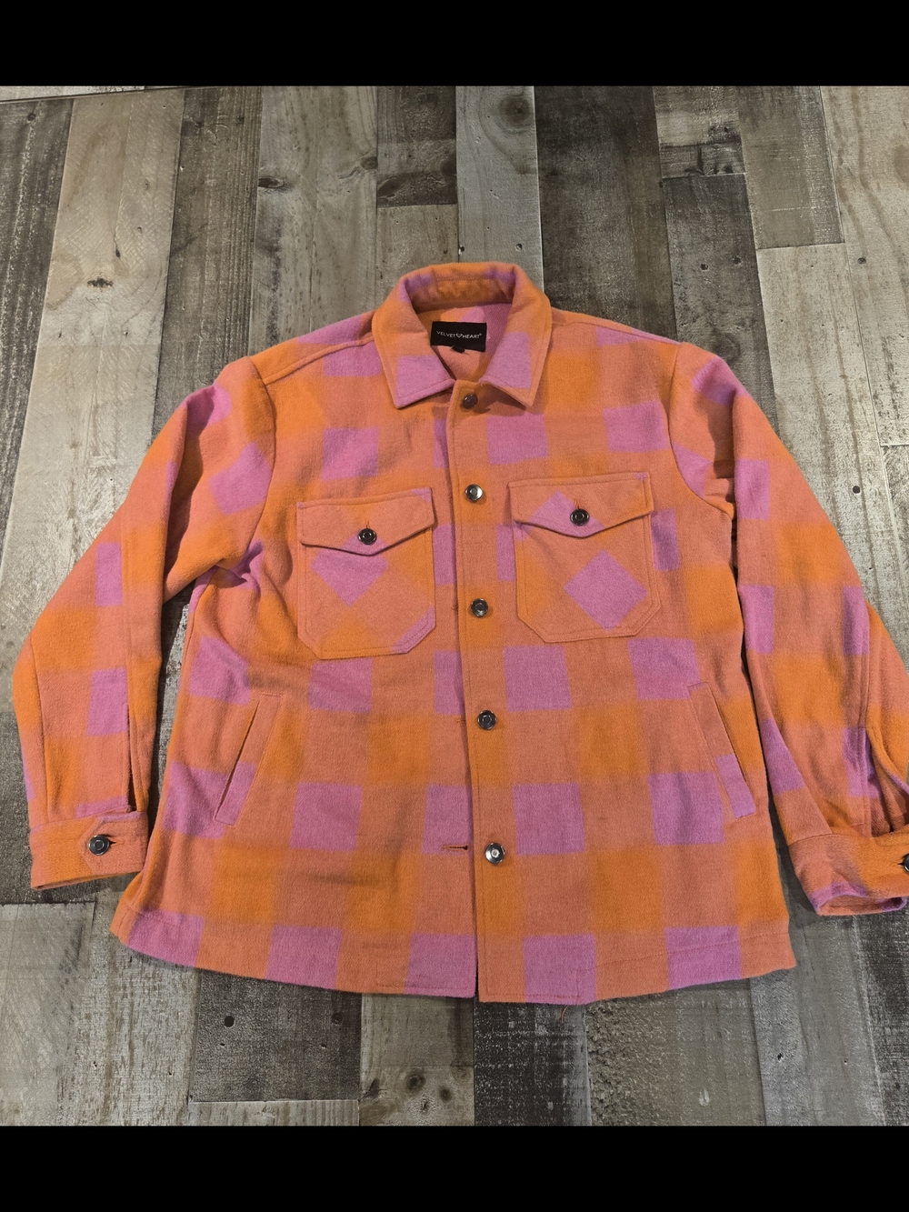Velvet Heart Orange and Pink Plaid Jacket